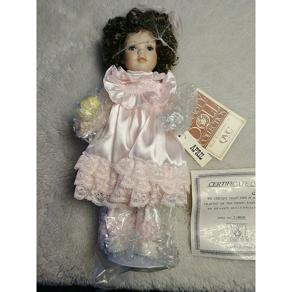 Vintage Dynasty Doll Collection "April" Easter Porcelain Doll Spring NIB
